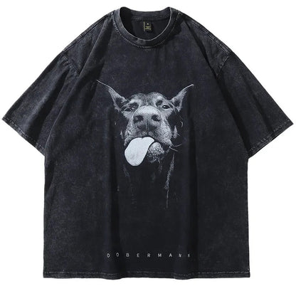 Steven | Bold & Vintage Doberman Print Oversized Tee