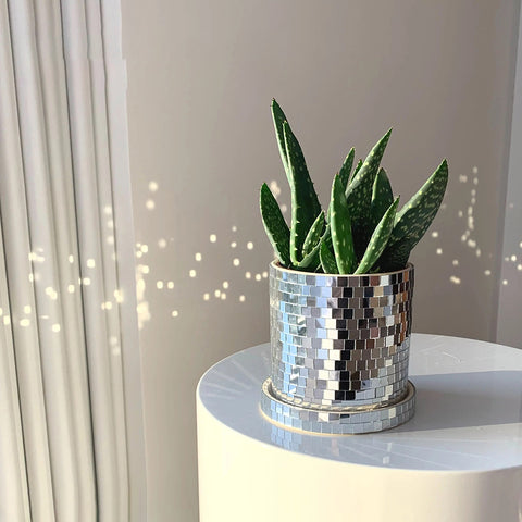 Sparkle Sprout | Lively & Light-Reflecting Disco Planter Pot