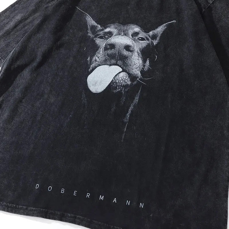 Steven | Bold & Vintage Doberman Print Oversized Tee