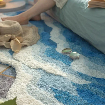 Coastal Caress | Soft & Aesthetic Ocean Wave Rug