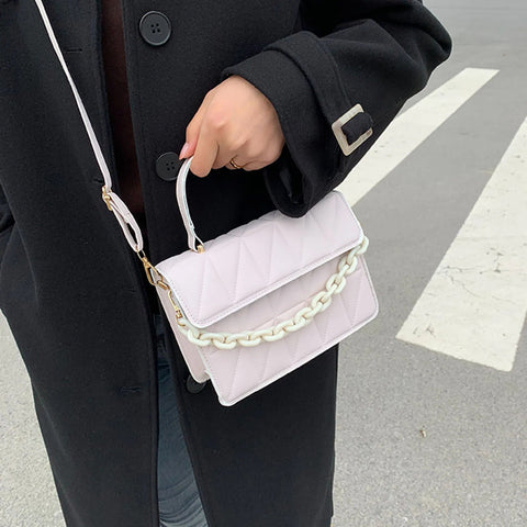 Chain Charm | Classic & Elegant Plaid Crossbody Bag