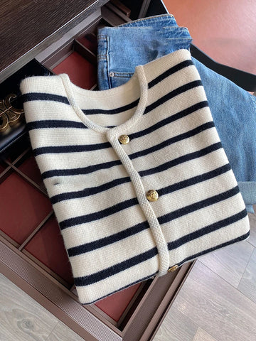 Chloe | Striped Buttoned Cardigan