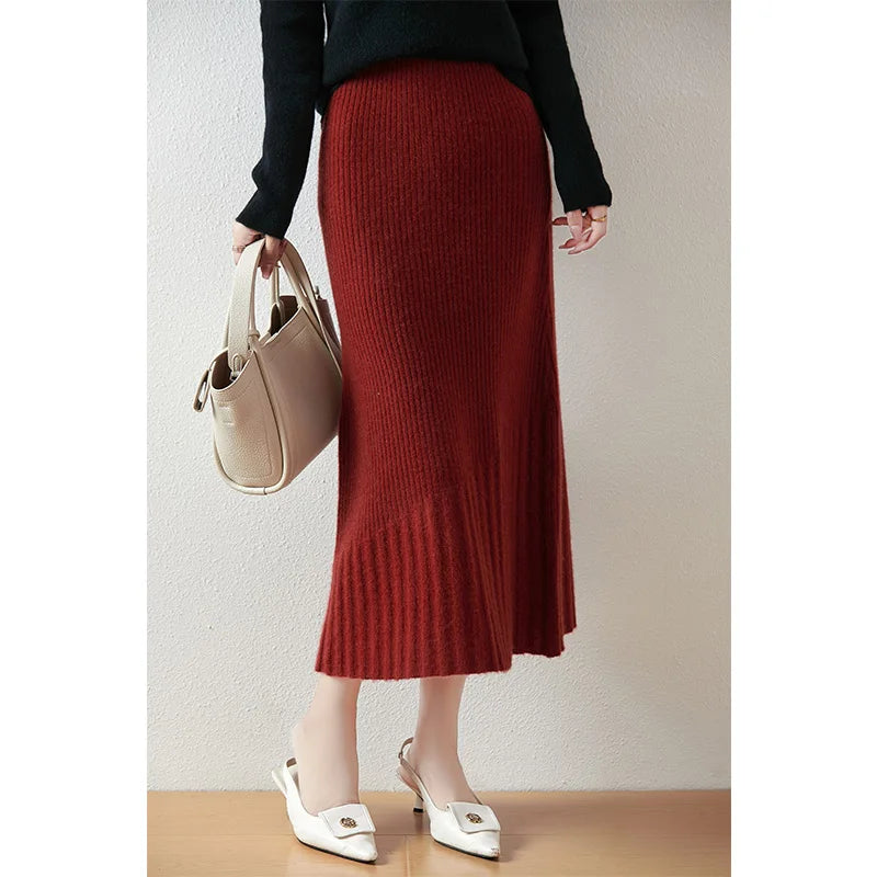 Sophia | Stylish Knitted Midi Skirt