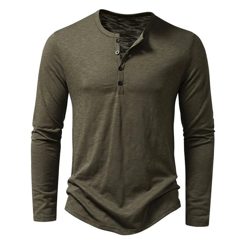 Men's Casual Long Sleeve Henley