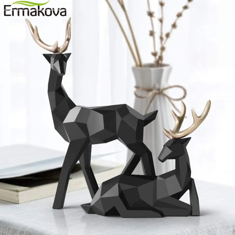 Erma | Resin Geometric Deer Sculpture Set