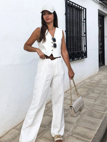 Rachel | Chic Sleeveless Buttoned Jumpsuit