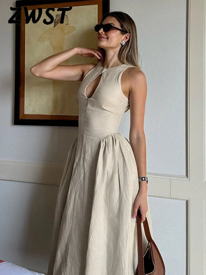 Bella | Classic Linen Sleeveless Dress