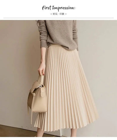 Claire | Chic Pleated Midi Skirt