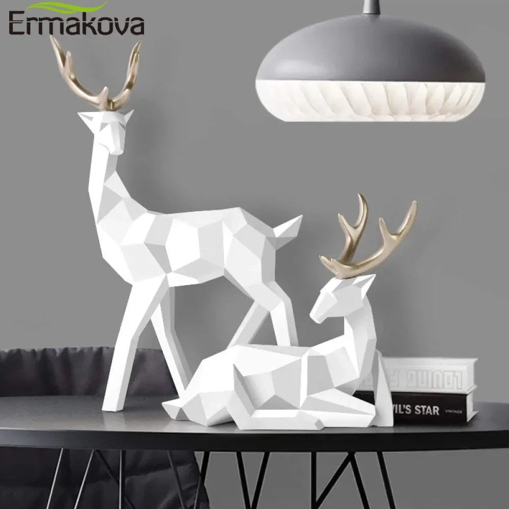 Erma | Resin Geometric Deer Sculpture Set