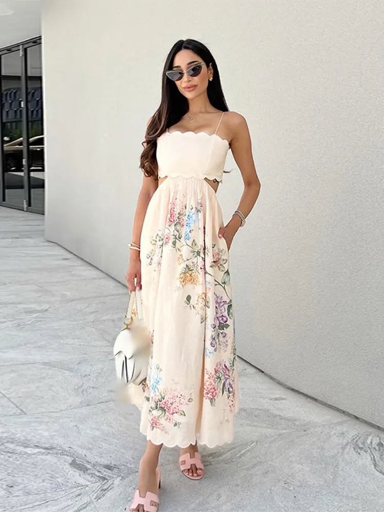 Bohemian Scalloped Maxi Dress