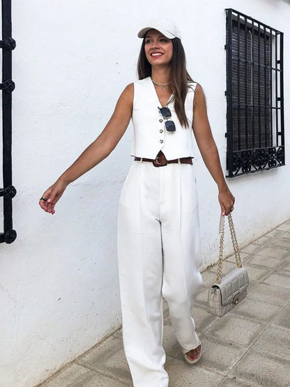 Rachel | Chic Sleeveless Buttoned Jumpsuit