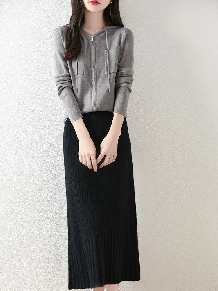 Sophia | Stylish Knitted Midi Skirt