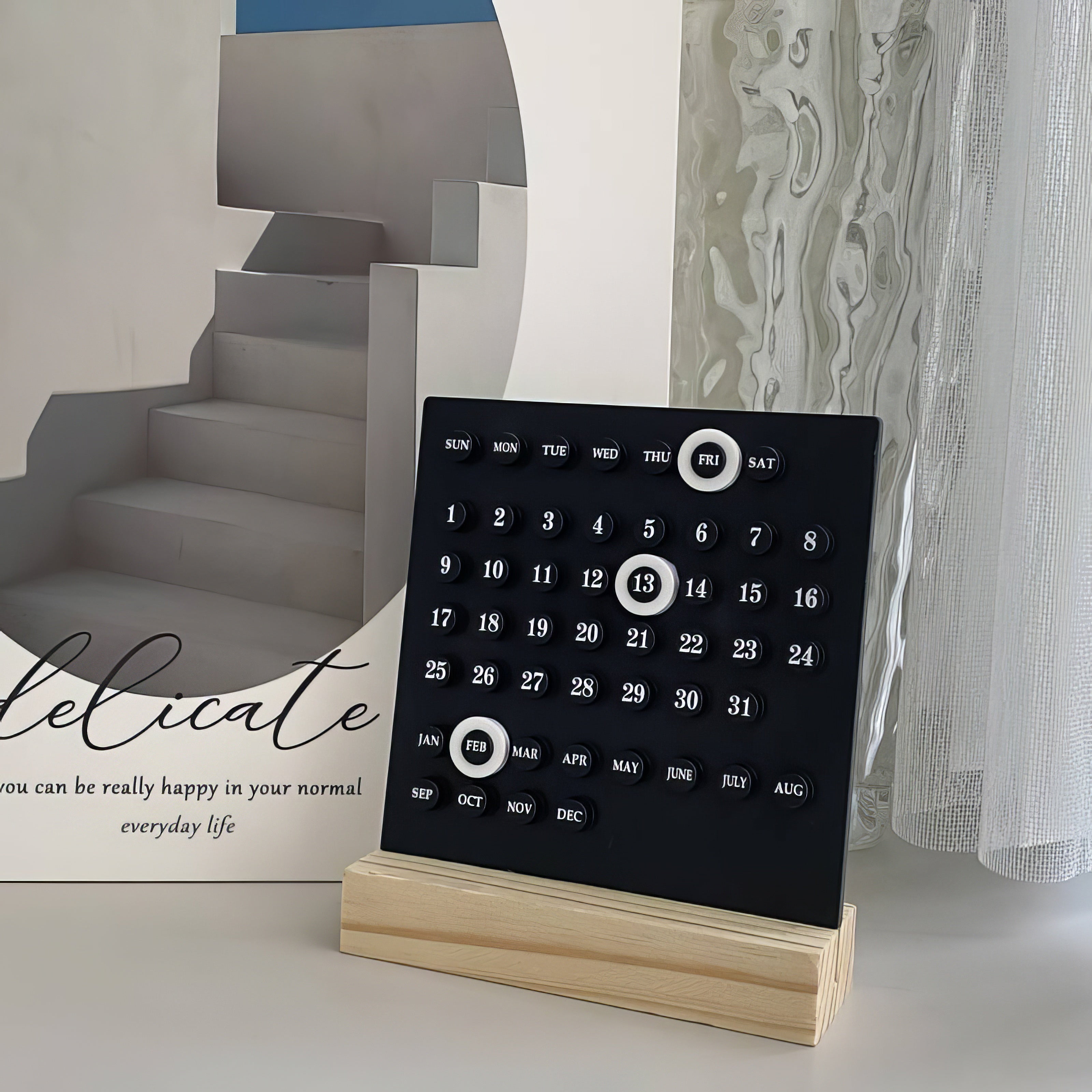 Woody Year-Round | Elegant Wooden Calendar for 2024